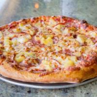 Hawaiian Pizza · Diced pineapple, sliced Canadian bacon and tomato sauce sprinkled with cinnamon.
