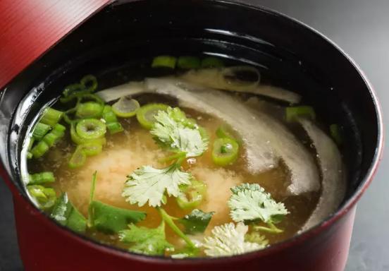 Miso soup (16oz) · Soft tofu, seaweed, scallions, onion, cilantro