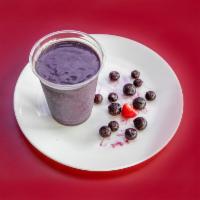 The Purple Poodle Smoothie (Vegan, GF) · Our signature smoothie drink. Ingredients include: acai berry, banana, blueberry, almond mil...