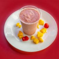 The Gabby's Creation Smoothie (Vegan, GF) · A refreshing smoothie drink made with strawberry, banana and mango. Other ingredients: almon...