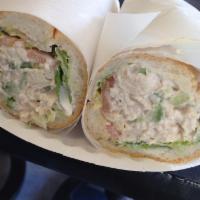 Homemade Chicken Salad Cold Sub · Comes with lettuce and tomatoes.
