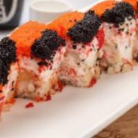 Saints Roll · Tempura shrimp, avocado, crawfish and snow crab topped with a variety of caviar and eel sauc...