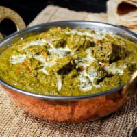 Lamb Saag · Lamb in pureed spinach and herbs.