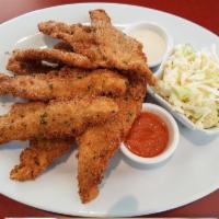 6 Piece Chulla’s Chicken Strips  · Breaded chicken in coastal spices, with side of fries and ranch and signature sauce.