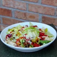 Antipasto Salad · A fresh blend of iceberg lettuce, romaine lettuce, and radicchio with provolone, soppressata...