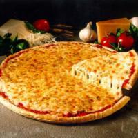 Thin Crust Cheese Pizza · Our famous dough made fresh daily, rolled out thin and cooked to crispy perfection.
