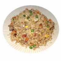 Fried Rice    · Stir-fried rice with eggs, pea and carrots, green onion, and choice of meat.