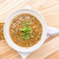Lentil Soup · Jinan’s special zesty sprouted lentil and chard soup, spiced to perfection,
and made with lo...