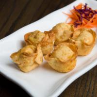 A9 Crab Rangoon (5 pcs) · Imitation crab meat celery and cream cheese wrapped with wonton skin deep fried.Served with ...