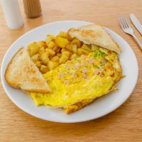 Western Omelette · Ham, onions, peppers and cheddar cheese.