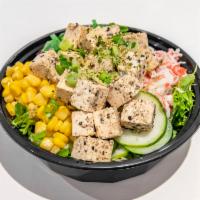 5. Seasoned Tofu · Includes seasoned Tofu
seaweed salad, imitation crab, cucumber, corn, white onions, Jalapeno...