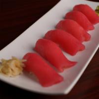 Tuna Nigiri (maguro)-6pcs · Fresh tuna over rice.