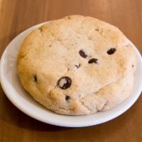 Vegan Chocolate Chip Coookie · A humongous chocolate chip cookie, made fresh by Recess! Contains soy.