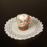 Chocolate Cupcake · Cupcake with buttercream and sprinkles.