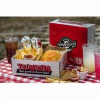 Taco Burrito Hero Box: 6 Taco, 2 Burrito, Large Chips & Salsa · 