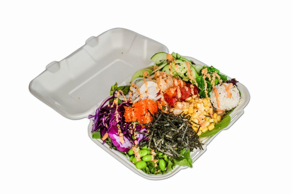 Regular 1/2 Salad and 1/2 Rice Bowl · 1/2 salad and 1/2 white or brown rice bowl with 2 scoops protein.