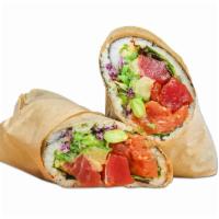 Large Pokerrito · Seaweed wrap with 3 scoops of protein.