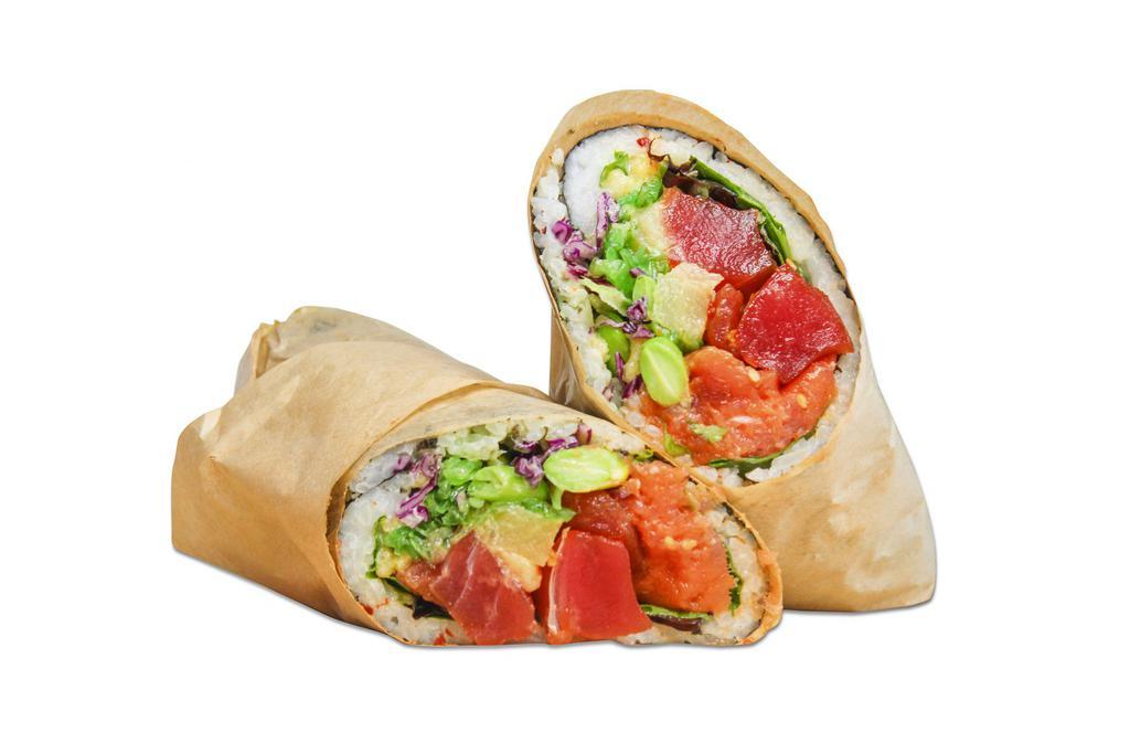 Regular Pokerrito · Seaweed wrap with 2 scoops of protein.