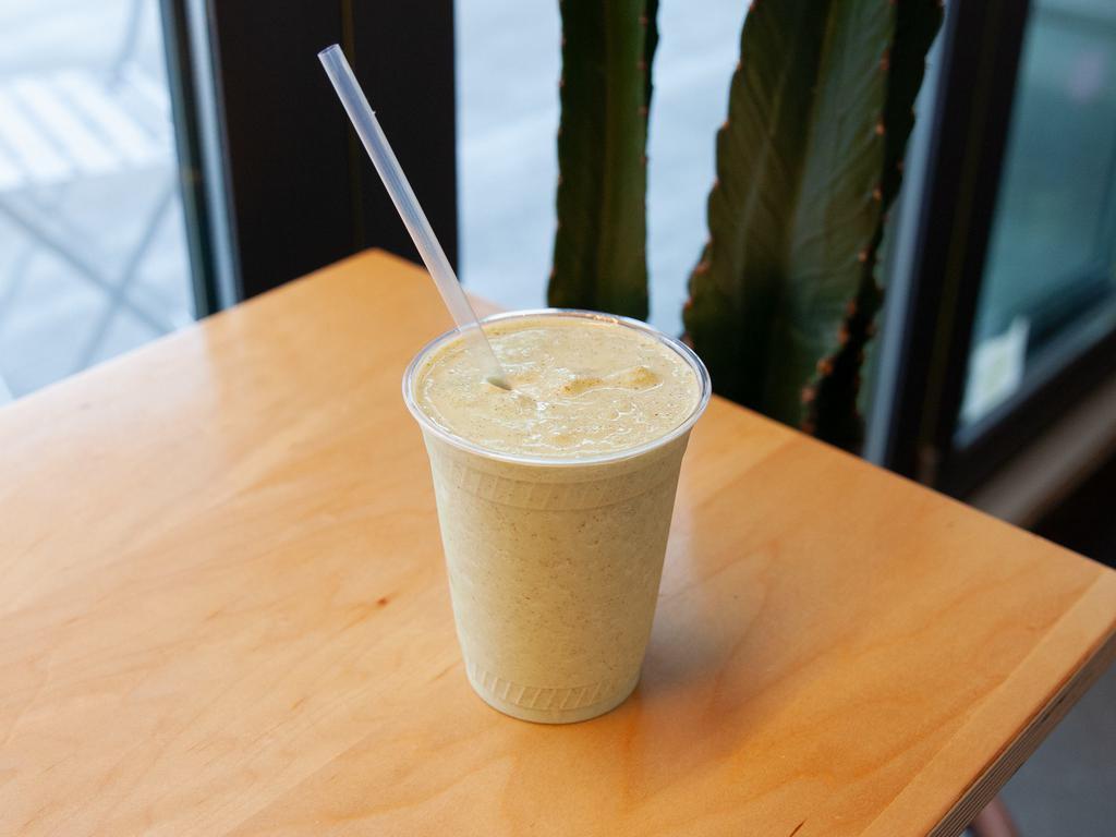 Extra Mile Smoothie · Almond butter, kale, coconut water, honey, coconut yogurt, coconut oil, and ice. Add a banana for an additional charge.