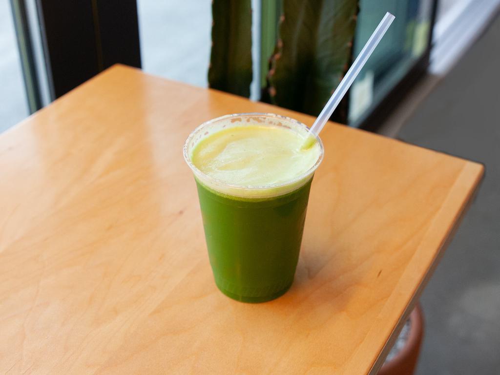 Green Elemonator Juice · Cucumber, celery, kale, parsley, lemon, ginger. Add apple for an additional charge.