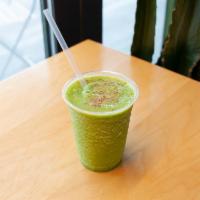 Green Kingdom Shake · Avocado, banana, vanilla lucuma protein, coconut oil, kale, flax meal, blue/green algae, and...