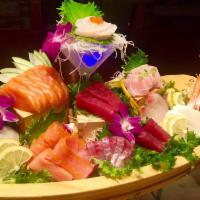 Sashimi Boat for 2 · 48 pieces of assorted raw fish. Served with soup and green salad, sashimi come with white ri...