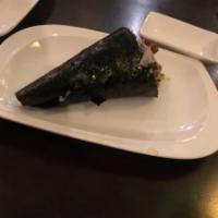 Yellowtail Scallion Hand Roll · Raw. Yellowtail and scallion wrapped in seaweed. 