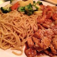 Chicken Hibachi Dinner · Served with clear soup, salad, vegetables, shrimp appetizer; fried noodles and white rice.