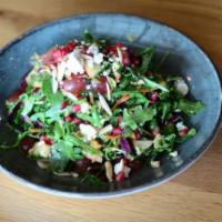 Winter Crunch Salad · Baby Kale, Radicchio, Shaved Brussels Sprouts & Spinach, Carrots, Gala Apples, Red Grapes, P...