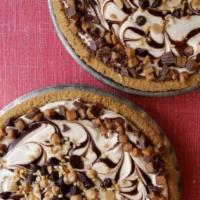 PB Chocolate Pie Slice · Fluffy peanut butter filling in a graham cracker crust, topped with chocolate syrup and pean...