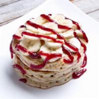  PB & J Pancakes · Non-GMO whole grain whey protein pancakes topped with peanut butter, banana and sugar free j...