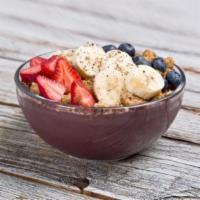 Berry Blast Bowl · Organic unsweetened acai, vanilla whey, apple juice, blueberries, strawberry, banana, topped...