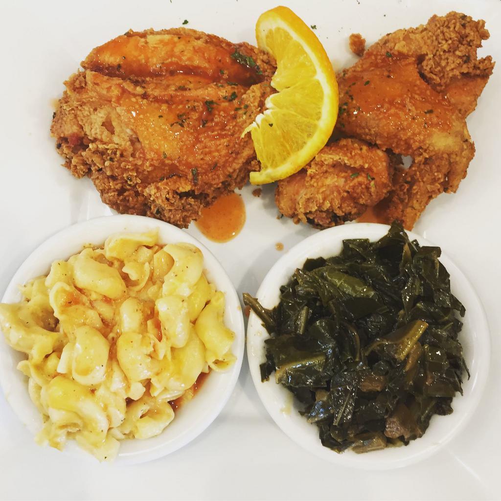 Chicken White Meat Lunch · 1 wing 1 breast no substitutions  Includes 2 sides and corn bread.