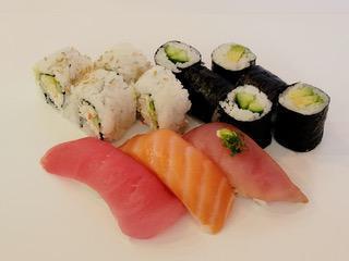 My Mix Set · 4 pcs CA roll, 1pcs salmon sushi, 1pcs tuna sushi, 1pcs albacore sushi, 1pcs evidence sushi, 3 pcs avo roll, 3pcs cucumber, miso soup and a side salad*** no substitutions ** 