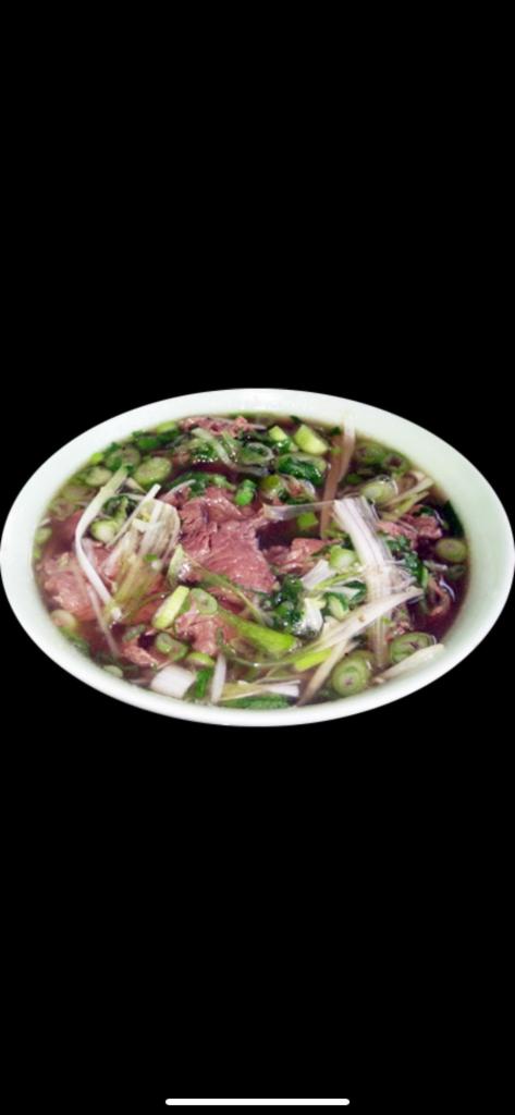 Pho Bo Dac Biet · Filet mignon, flank, brisket, soft tendon, tripe, and meatballs rice noodle soup