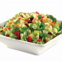 SL02. Apple Harvest Chicken Salad · Honey-Dijon chicken salad, apples, dried cranberries, cucumbers, tomatoes, pumpkin seeds, ap...