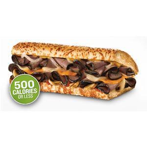 Black Angus Steak Sub · Comes with provolone, cheddar, sauteed mushrooms and onions, honey bourbon mustard and grille sauce on rosemary Parmesan.