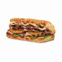 SW39: Chipotle Steak and Cheddar Sub · Served with sauteed peppers and onions, chipotle mayo on jalapeno cheddar.
