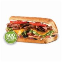 The Traditional Sub · Roast beef, turkey breast, ham, all-natural cheddar, black olives, iceberg lettuce, tomatoes...