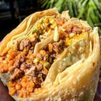 Monarch Buritto · Angus Carne Asada, Rice, Beans,Cheese, Guacamole, Tater Tots