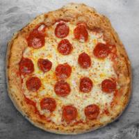 Pepperoni Pizza · American style cheese pizza with pepperoni.
