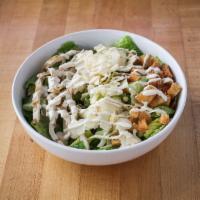 Chicken Caesar Salad · Grilled chicken, lettuce, shaved parmesan cheese and croutons. Served with our homemade Caes...