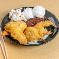 Seafood Combo · Fried shrimp and fish with choice of Hawaiian BBQ beef, chicken or short rib.