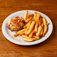 Crabcake Platter · Served with our garden toss and fries. Jumbo lump and colossal crab meat.