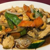 Pad Cashew Nut · Meat of your choice (or tofu) with Cashew nuts, onions, snow peas, carrots, baby corns, mush...
