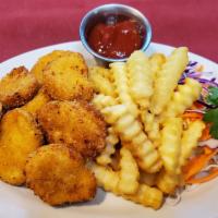 Kid's Chicken Nuggets and Fries · Boneless fried chicken nuggets, and golden brown french fries. Perfect size for the smaller ...