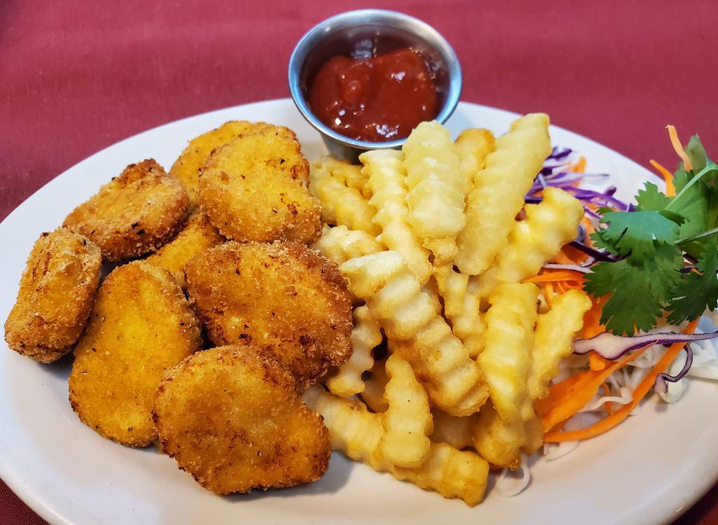 Kid's Chicken Nuggets and Fries · Boneless fried chicken nuggets, and golden brown french fries. Perfect size for the smaller kids!