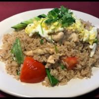 Kid's Thai Fried Rice · Smaller version of our delicious fried rice with meat of choice, topped with eggs.