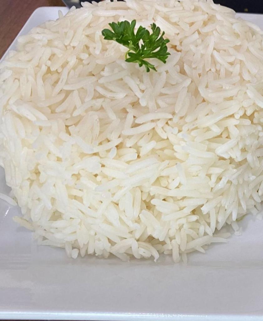 Steamed White Rice · Steamed basmati white rice.