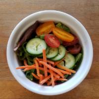 House MKC Salad · baby greens, cucumber, tomato, carrots and red onions 